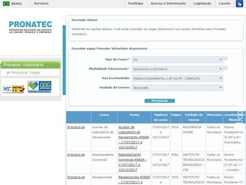 MEC prorroga inscrição para vagas gratuitas em cursos do Pronatec