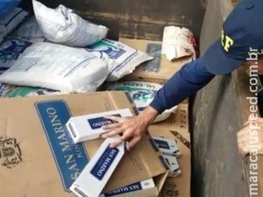 PRF encontra 20 mil pacotes de cigarro sendo levados em caminhão