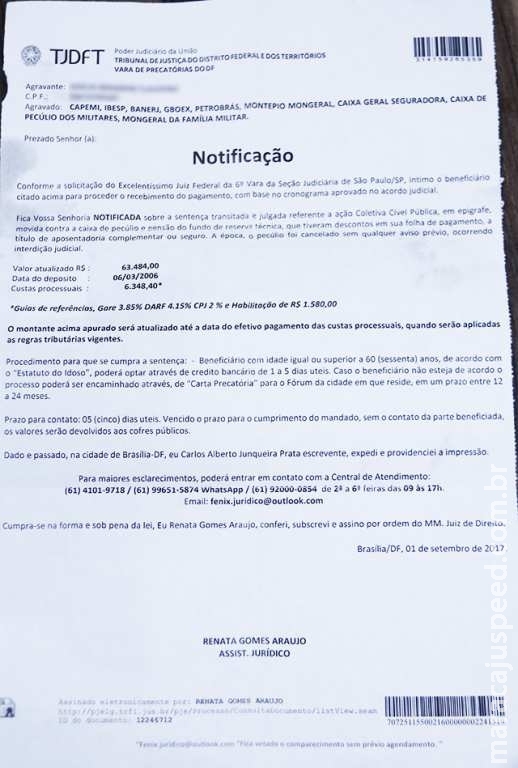 Golpistas usam carta em nome da Justiça para enganar aposentados de MS