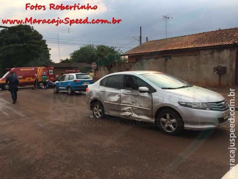 Maracaju: Colisão entre veículo e motocicleta na Vila Margarida, deixa motociclista ferida