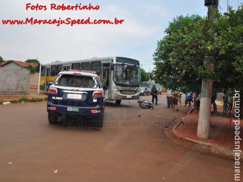 Maracaju: Ônibus escolar se envolve em colisão com motociclista