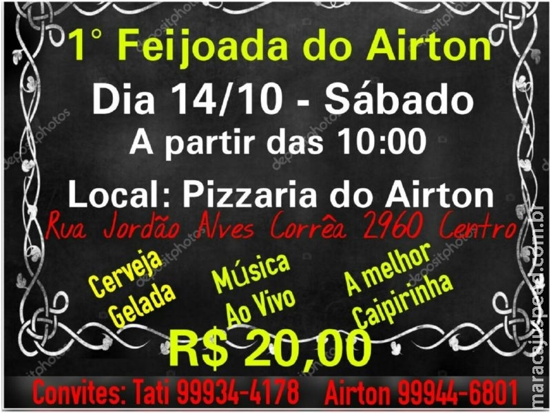 Pizzaria do Airton realiza neste Sábado (14) a “1ª Feijoada do Airton”