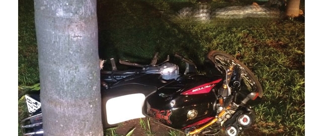Motociclista perde controle em rotatória, colide em árvore e morre Motociclista perde controle em rotatória, colide em árvore e morre