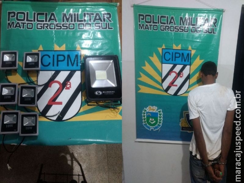 Maracaju: PM prende autor de furto de refletores de clínica laboratorial Maracaju: PM prende autor de furto de refletores de clínica laboratorial