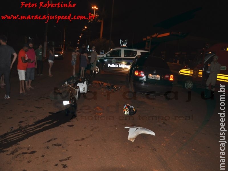 Urgente: Jovem conduzindo motocicleta esportiva colide com veículo na Av. Marechal Deodoro e fica em estado gravíssimo