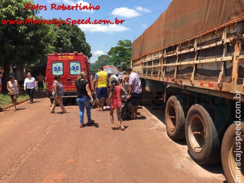 Maracaju: Jovem condutora em motocicleta colidi com carreta e sofre várias fraturas pelo corpo