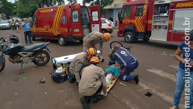 Ciclista é ferido com gravidade em colisão com motocicleta Ciclista é ferido com gravidade em colisão com motocicleta