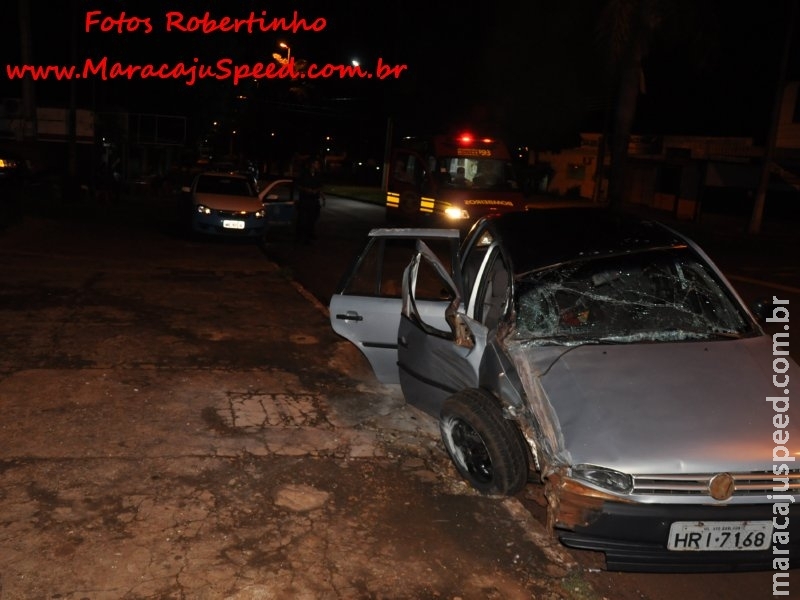 Maracaju: Condutor de veículo em alta velocidade perde controle de veículo e colidi com caminhonete estacionada