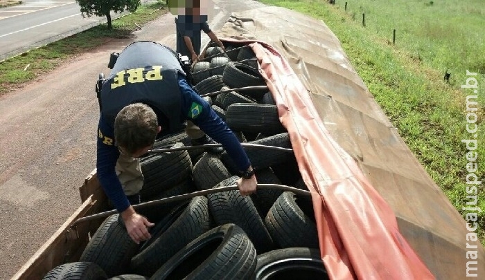 PRF apreende 2,3 mil pneus que seguiam de MS para Mogi Mirim; douradense é preso