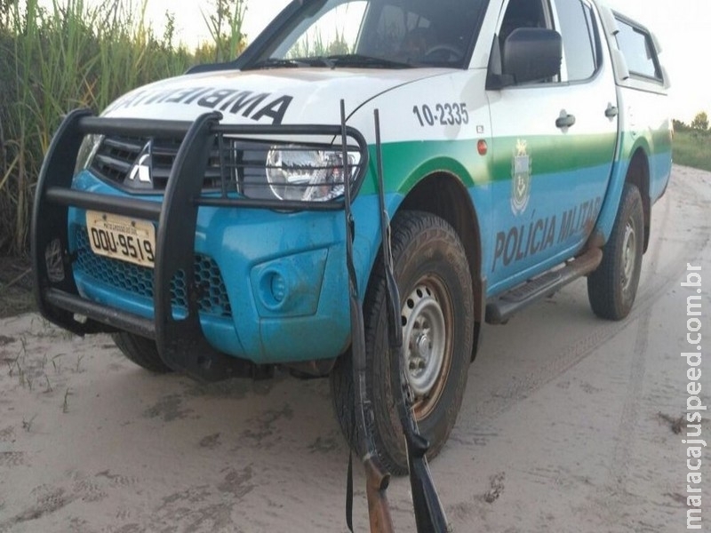 Dois caçadores com javali, armas e munições são presos em fazenda de cana-de-açúcar em MS