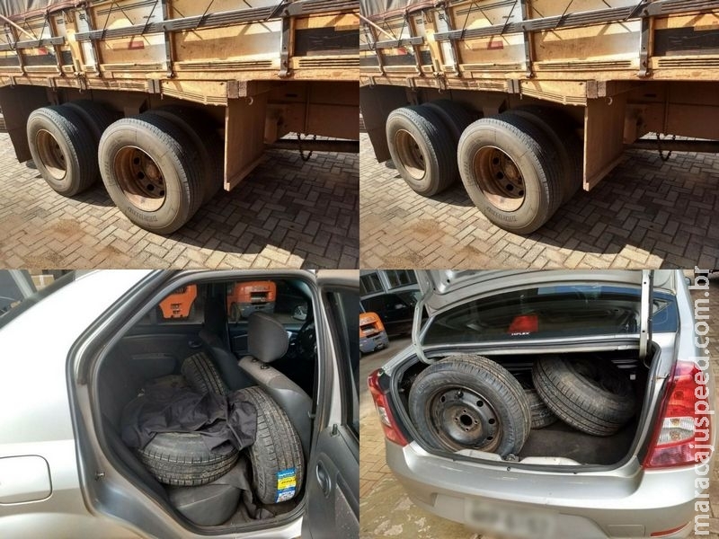 DOF apreende pneus contrabandeados do Paraguai que seriam comercializados em Maracaju DOF apreende pneus contrabandeados do Paraguai que seriam comercializados em Maracaju
