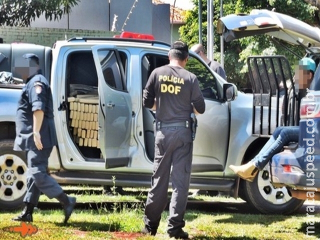 DOF e Polícia Militar apreendem caminhonete carregada de maconha, após perseguição tática ter iniciada em Maracaju