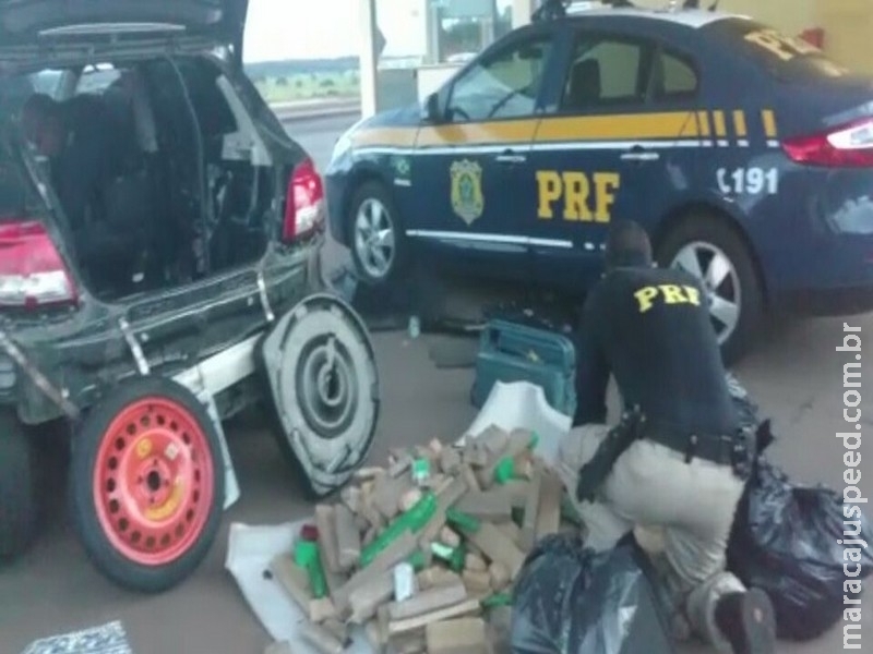  Jovem e adolescente são flagrados em MS com carro locado cheio de droga para entregar em PE