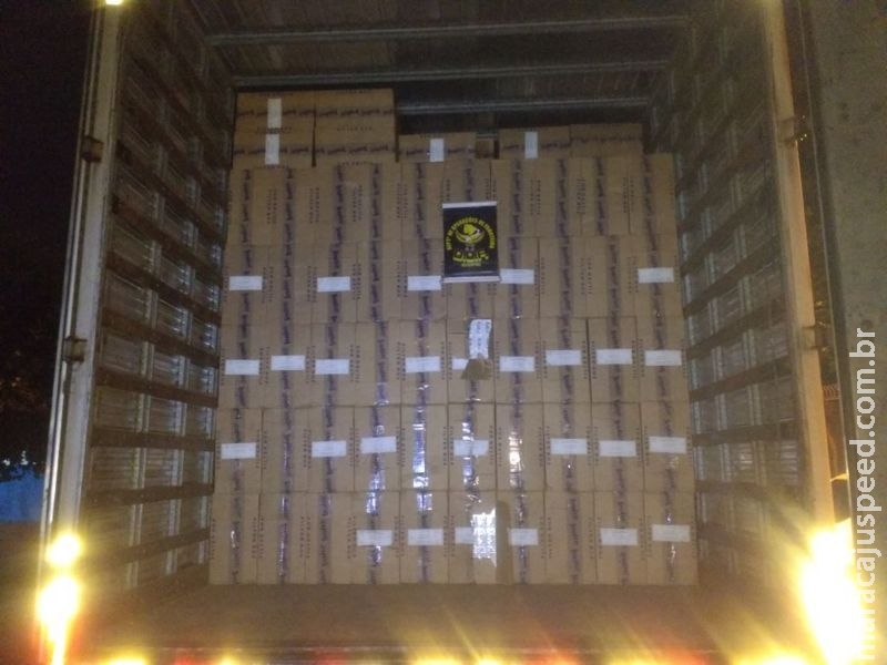 Nova Alvorada do Sul: DOF e PM apreende caminhão com cigarros contrabandeados do Paraguai Nova Alvorada do Sul: DOF e PM apreende caminhão com cigarros contrabandeados do Paraguai