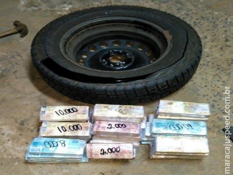 Polícia apreende quase R$ 300 mil escondidos em pneu de carro