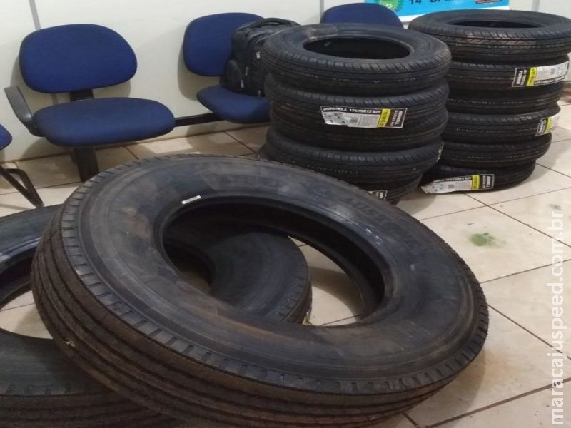 PRE BOP Vista Alegre apreende pneus contrabandeados que seriam comercializados em borracharia de Maracaju PRE BOP Vista Alegre apreende pneus contrabandeados que seriam comercializados em borracharia de Maracaju