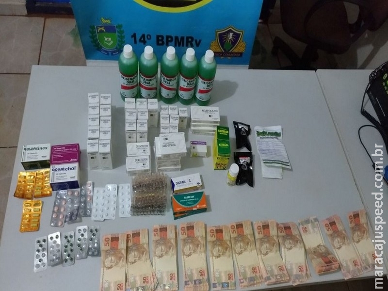 Três são flagrados em MS com notas falsas e medicamentos contrabandeados do Paraguai