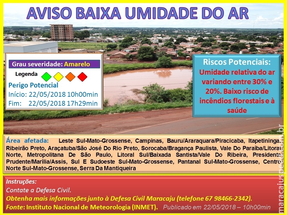 Maracaju: Aviso de Baixa Umidade no Ar