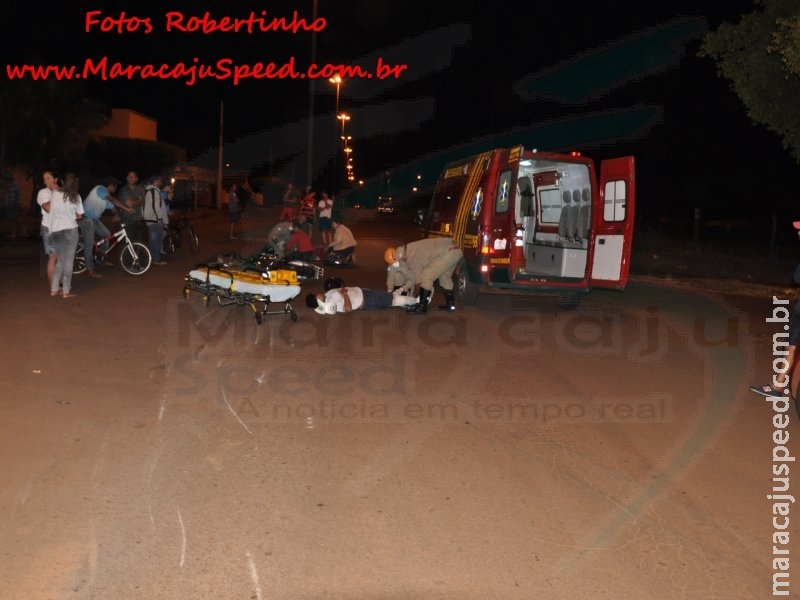 Maracaju: Motociclistas amigos se embolam em acidente na Avenida Marechal Deodoro