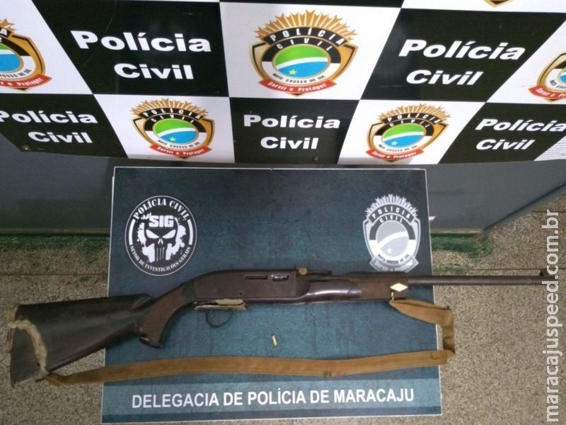Polícia Civil de Maracaju apreende arma de fogo em assentamento após disparo acidental Polícia Civil de Maracaju apreende arma de fogo em assentamento após disparo acidental