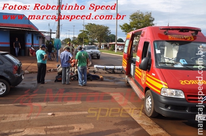Maracaju: Colisão entre motocicleta e veículo na Av. Marechal Floriano Peixoto