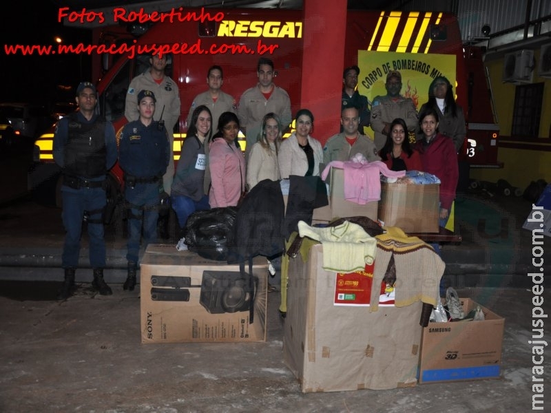 Corpo de Bombeiros de Maracaju, Polícia Militar e Rotaract realizam entrega de agasalhos arrecadados em campanha para Assistência Social
