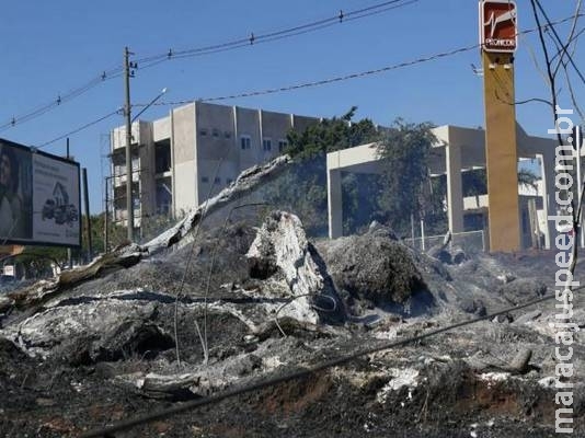 Incêndio de grande proporção atinge terreno vizinho a hospitais em Campo Grande Incêndio de grande proporção atinge terreno vizinho a hospitais em Campo Grande