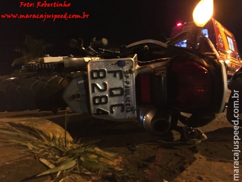 Maracaju: Colisão entre veículo e motocicleta na rotatório do “antigo Objetivo” deixa motociclista ferido