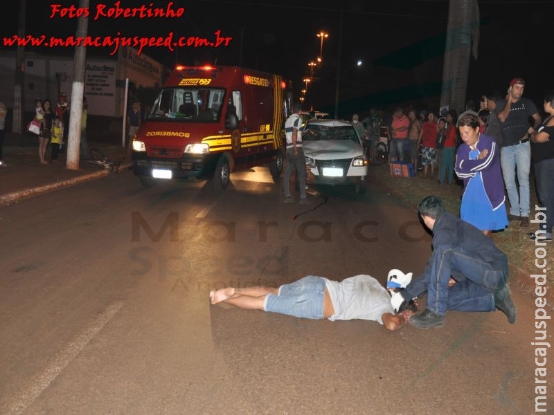 Maracaju: Grave acidente envolvendo veículo em alta velocidade e cliclista na Av. Marechal Deodoro