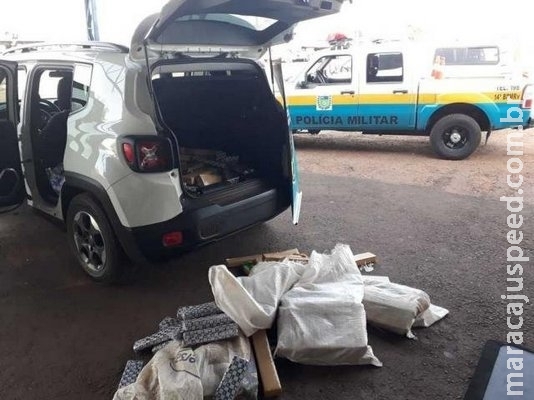 Traficante abandona Jeep carregado com 243 kg de maconha em MS