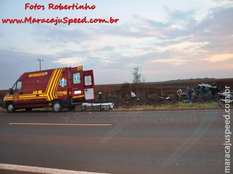 Bombeiros de Maracaju atendem ocorrência de capotamento na BR-267