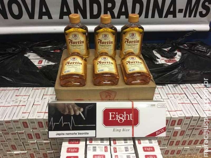 Contrabandista é flagrado transportando cigarro e pinga