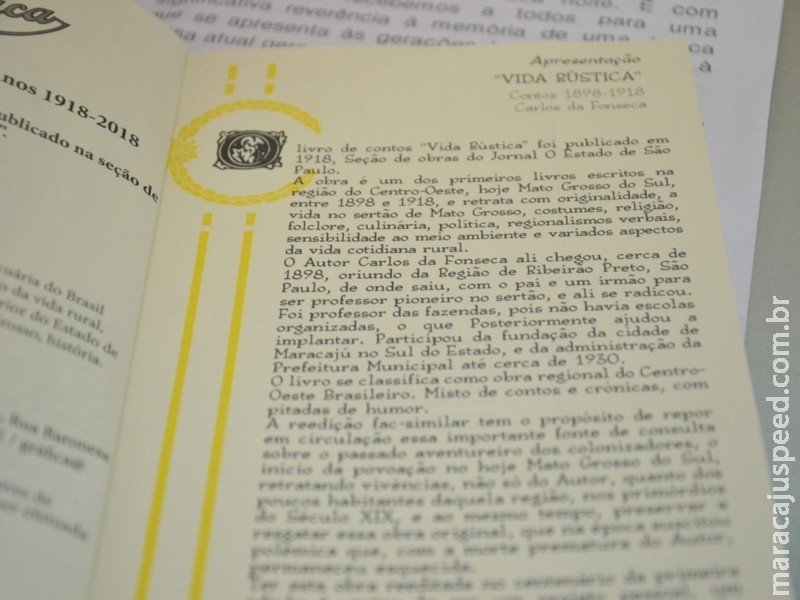 Livro centenário que enfatiza costumes de Maracaju é reeditado Livro centenário que enfatiza costumes de Maracaju é reeditado