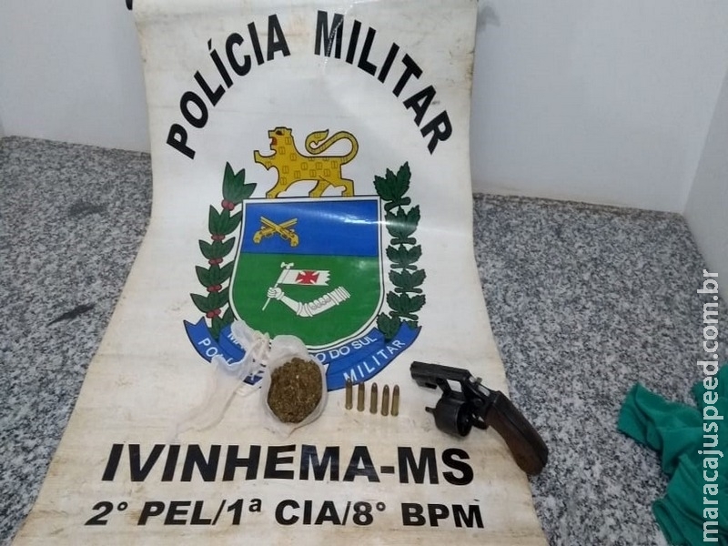 PM de Nova Andradina apreende arma de fogo e droga