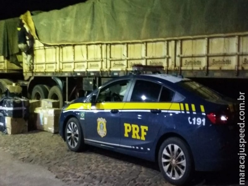 PRF apreende eletrônicos sem documentação fiscal em meio à carga de adubo PRF apreende eletrônicos sem documentação fiscal em meio à carga de adubo
