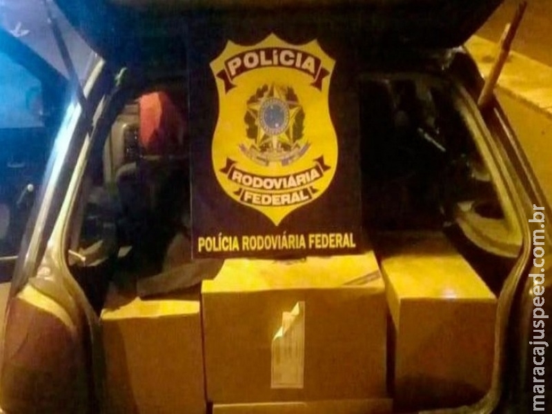 PRF apreende mais de 5 mil maços de cigarros sendo transportados em carro