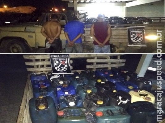 Bandidos são presos ao transportar 1.350 litros de diesel furtados
