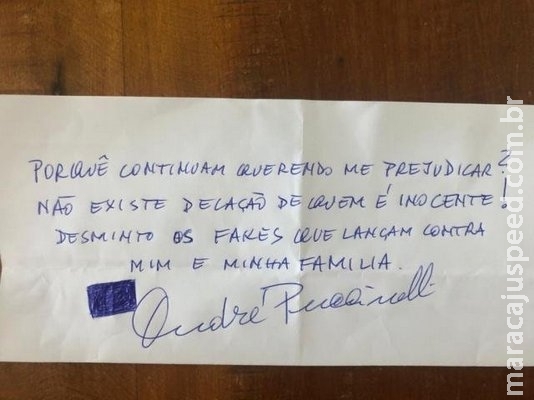 Em bilhete, Puccinelli nega proposta de delação de mulher e critica “fakes”
