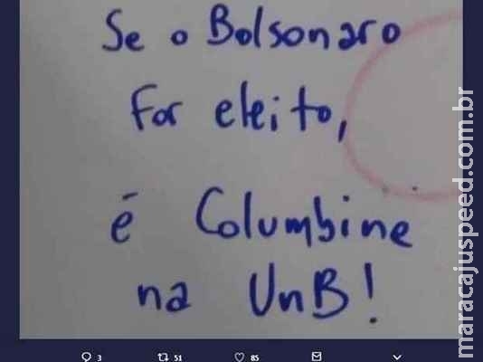 UnB é pichada com ameaça de massacre caso Bolsonaro vença as eleições