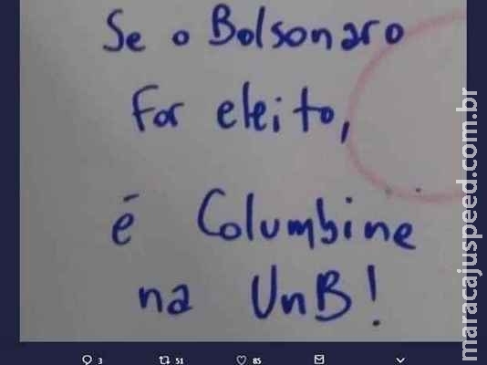 UnB é pichada com ameaça de massacre caso Bolsonaro vença as eleições UnB é pichada com ameaça de massacre caso Bolsonaro vença as eleições