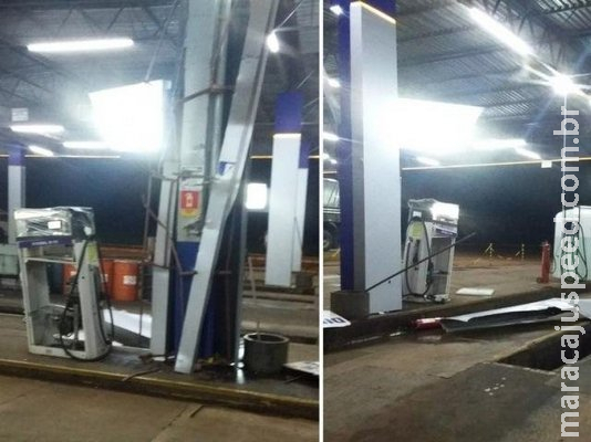 PM descobre sequestro após motorista de carreta destruir bomba de posto
