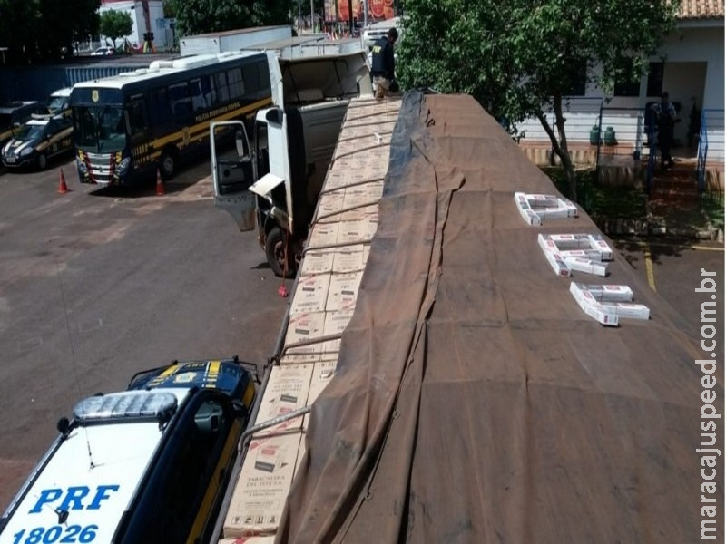 PRF apreende 485 mil maços de cigarros na BR-163 PRF apreende 485 mil maços de cigarros na BR-163