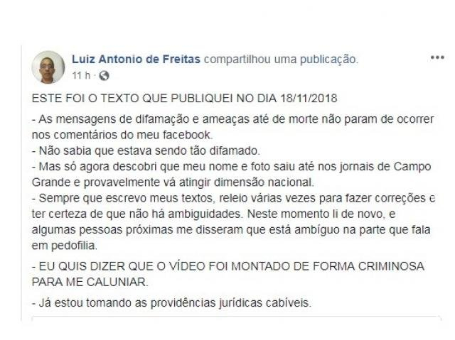 Professor diz que foi mal interpretado e que vídeo com criança é montagem
