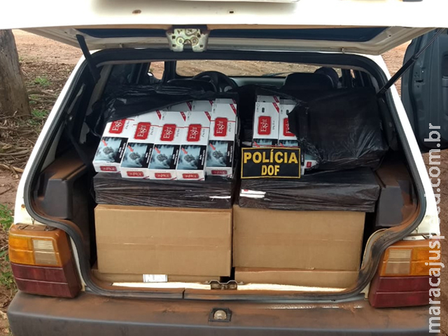 DOF apreende veículo com cigarros e bebidas contrabandeados do Paraguai DOF apreende veículo com cigarros e bebidas contrabandeados do Paraguai