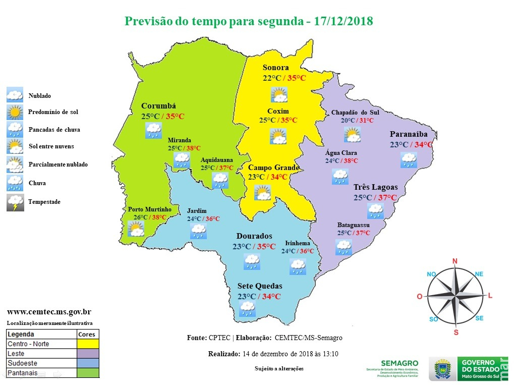 Segunda-feira de céu parcialmente nublado e temperaturas de até 39º Segunda-feira de céu parcialmente nublado e temperaturas de até 39º