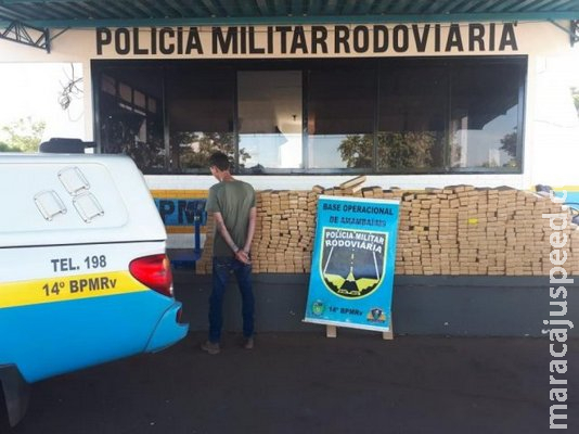 Traficante é perseguido por 20 quilômetros e preso com 561 quilos de maconha