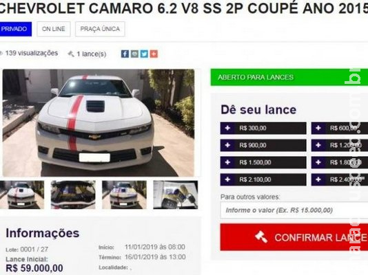 Acusado de golpe, site tira "br" e tem Camaro com lance inicial de R$ 59 mil