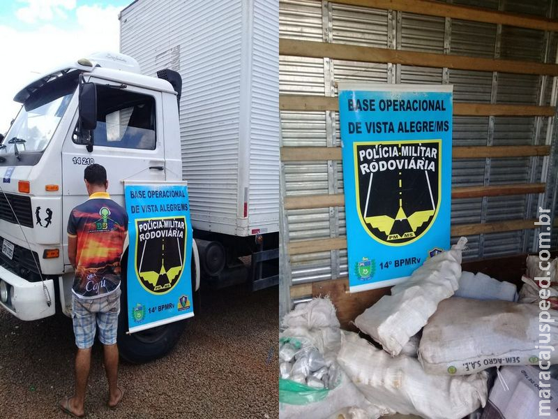 Maracaju: PRE Base Vista Alegre apreende mais de meia tonelada de maconha em fundo falso de caminhão