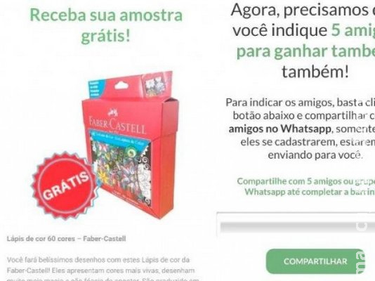 Novo golpe oferece caixa de lápis de cor grátis para enganar internautas Novo golpe oferece caixa de lápis de cor grátis para enganar internautas
