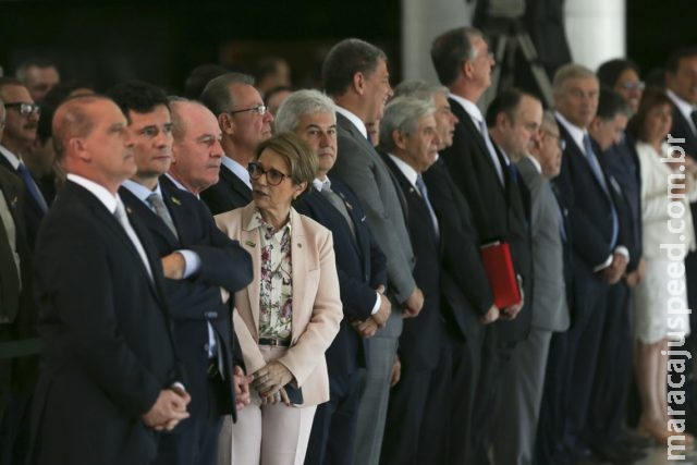 Tereza Cristina "falta" Showtec e se encontra com presidente argentino Tereza Cristina "falta" Showtec e se encontra com presidente argentino